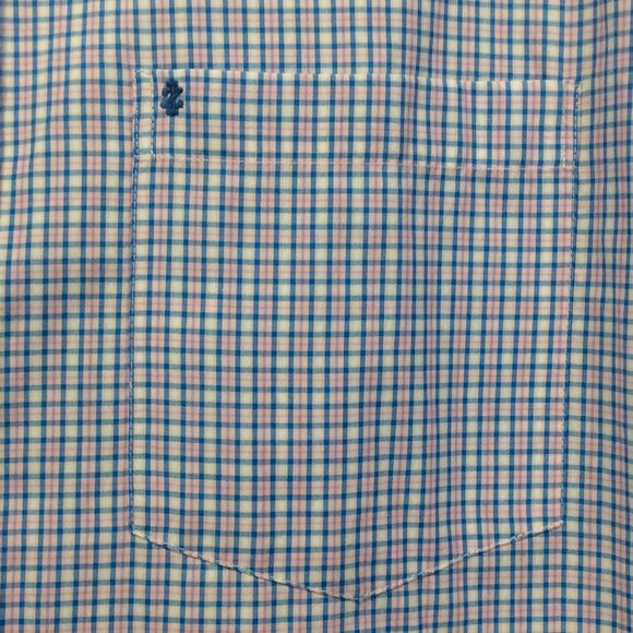 Izod Button Down Shirt Men's Size 3XL Blue Pink Check Business Casual Travel - Picture 5 of 8